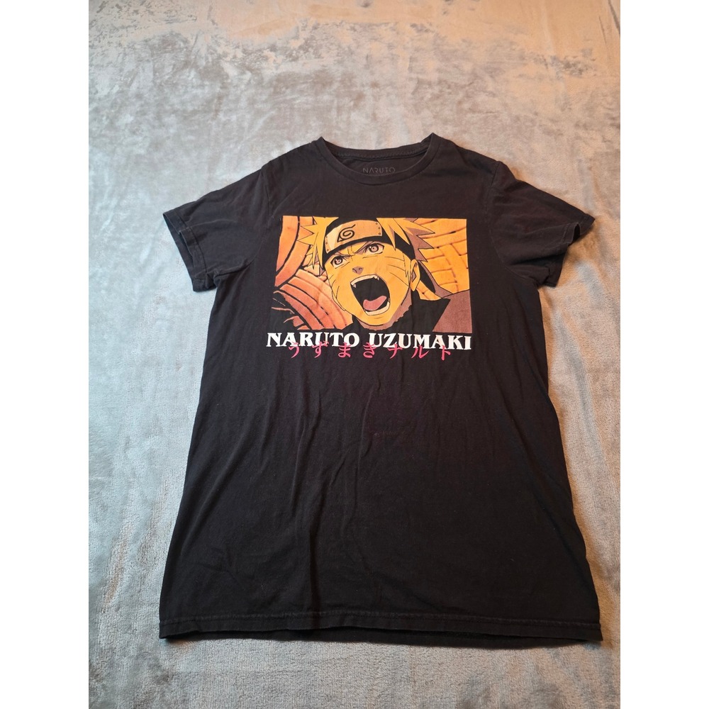 Naruto T-Shirt Mens Small Black Uzumaki Shippuden Collection Graphic Tee